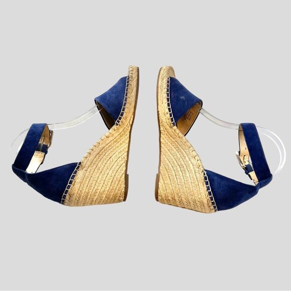 Suede Wedge Espadrille Sandals 8.5 Vince Camuto Leather Leera Moody Blues Whimsy - Picture 6 of 12